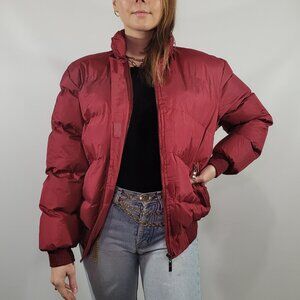 Aihuadun Classics Vintage 1980s/90s Puffer Bomber Jacket Burgundy Large